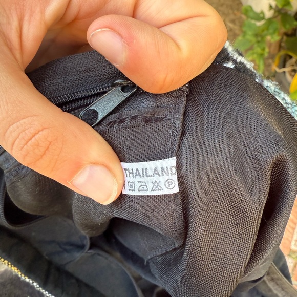 Boho Woven Tote Bag in Multicolor with Cream Crochet Overlay - Picture 5 of 6